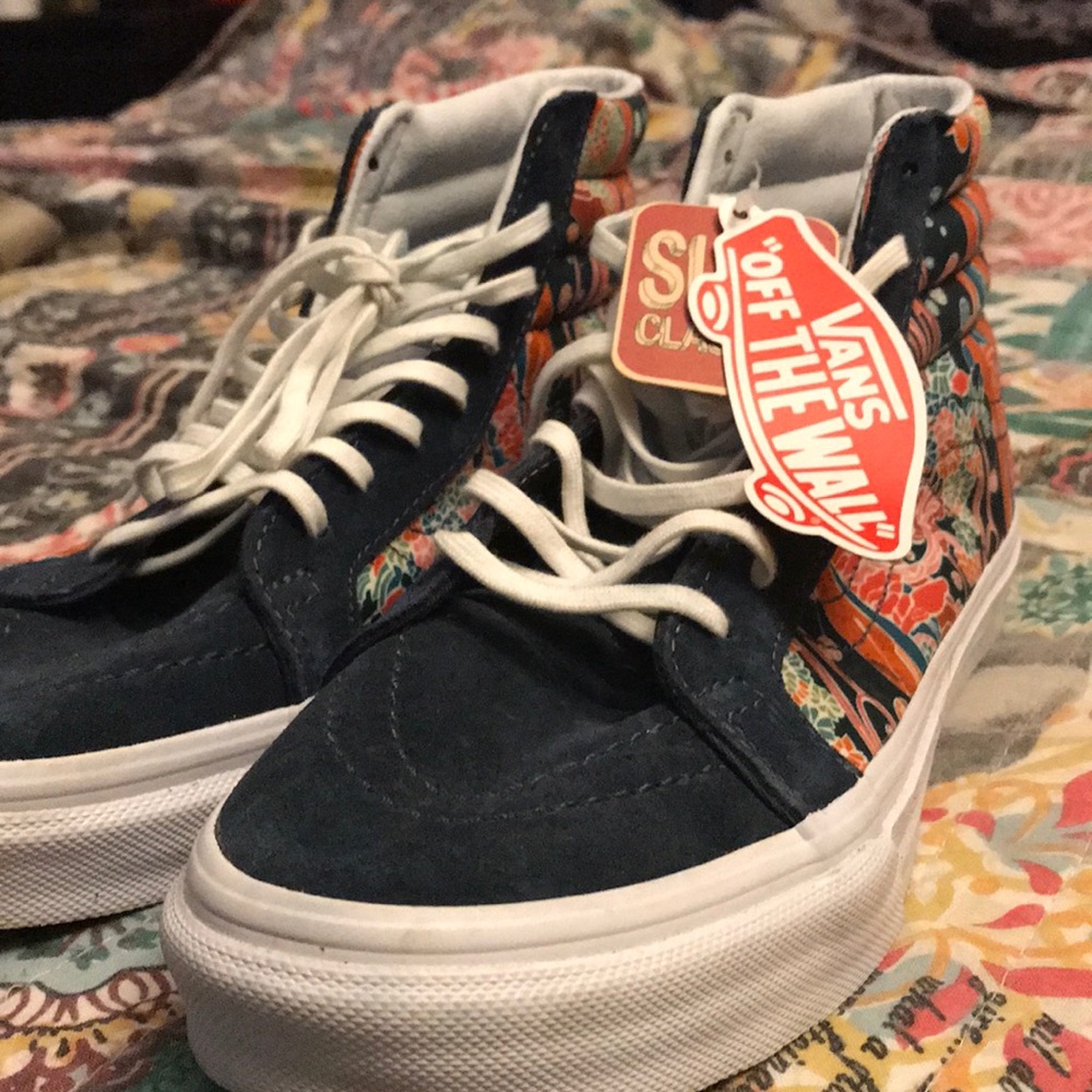 Blue Hightop Vans w/ Aquatic Design